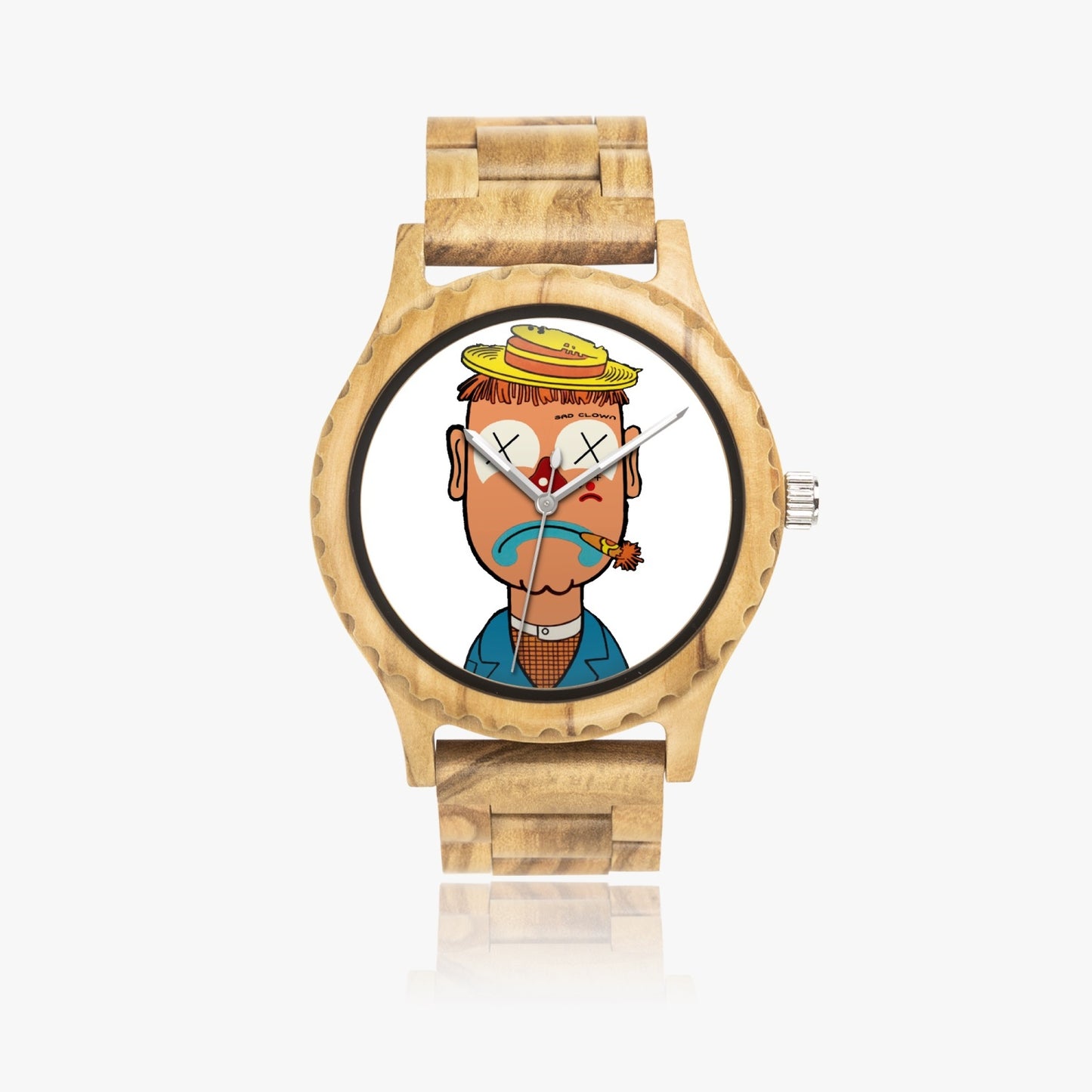 Sad Clown Tells The Time - Wooden